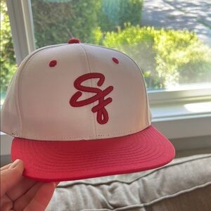 White and Red SF Logo Cap